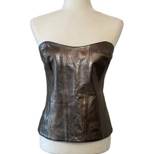 Free People 100% Lambskin Bustier Metallic Exclusive Collection XL